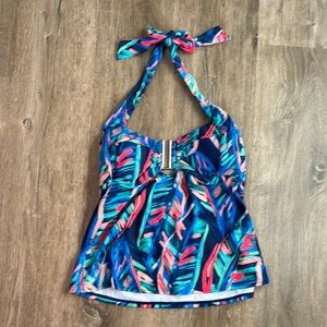 Venus Blue and Black Tankini Top